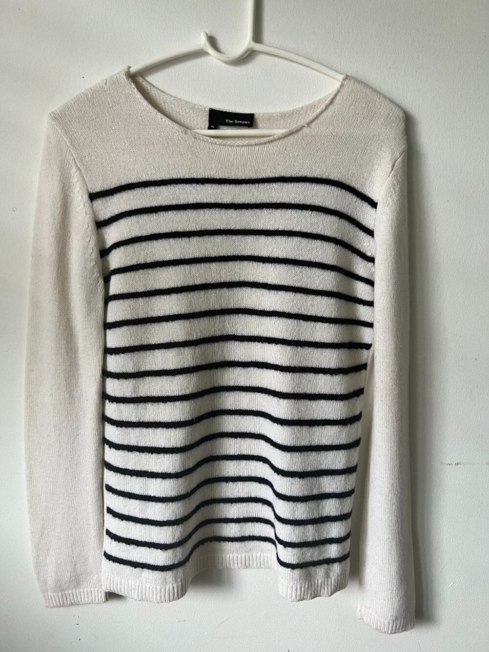 The Kooples Paris Cream Merino Wool Cashmere Breton Striped Sweater M/S